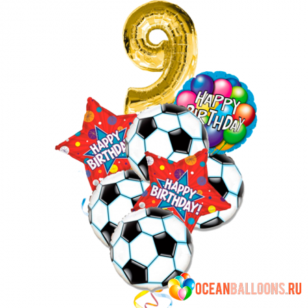 Букет из фольгированных шариков «С Днем Рождения, молодой футболист!»