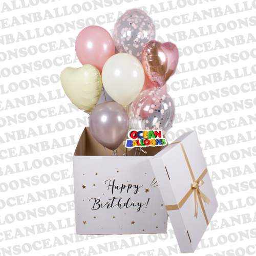Коробка с шарами на День Рождения с конфетти
