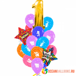 Букет «Первый День Рождения!» из 23 шаров