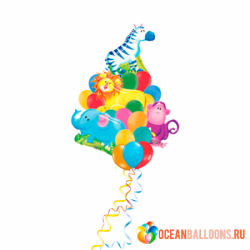 Букет «Веселые Звери» из 19 шаров