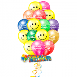 Радужный праздник букет из 30 воздушных шаров  на день рождения