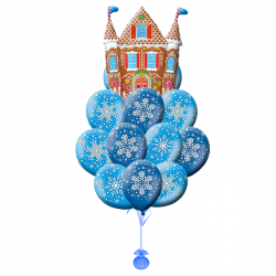 Композиция из 11 воздушных шариков на Новый год  «Домик в снежках»