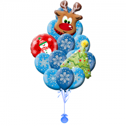 Букет из 13 воздушных шаров на Новый год «Олень в снежке»
