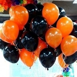 Воздушные шарики к 9 Мая оранжевые и черные 50 штук