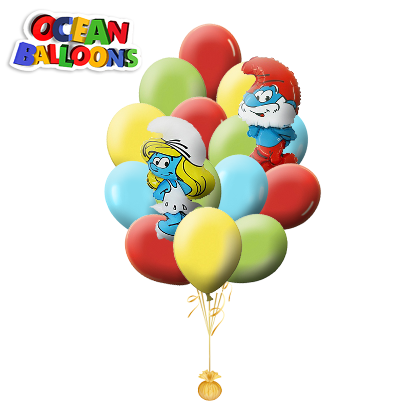 Букет для детей «Смурфики» из 17 шаров