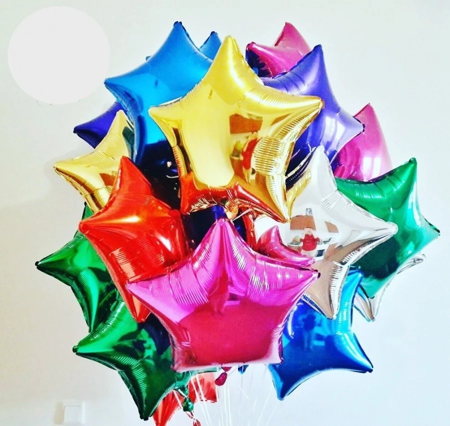Фольгированные разноцветные в шары звезды