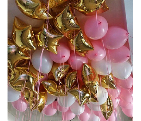 Шары под потолок «Звезды с розовым ароматом»