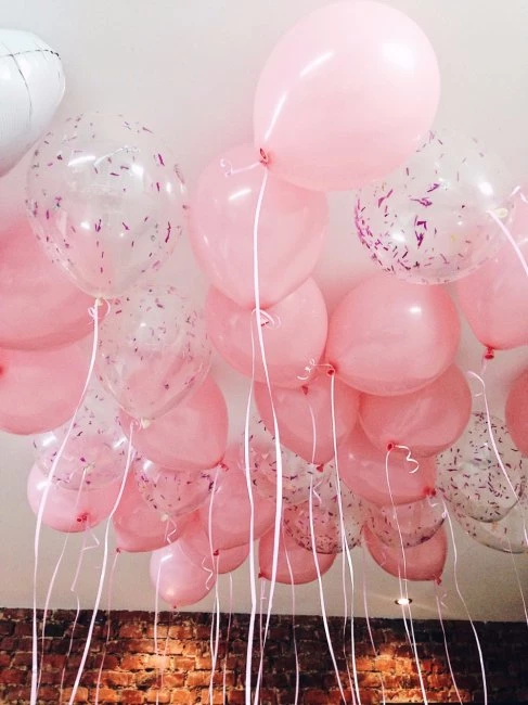 Шары под потолок розовые и прозрачные