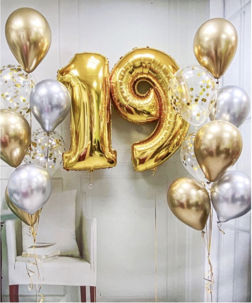 Фонтаны из шаров золото и серебро