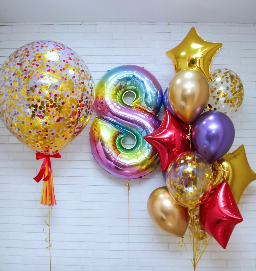 Композиция Радужные шары с конфетти