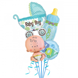 «Малыш с коляской и бутылкой» из 4 шаров на Рождения малыша