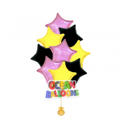 Яркий букет из 10 фольгированных шаров «Звезды»